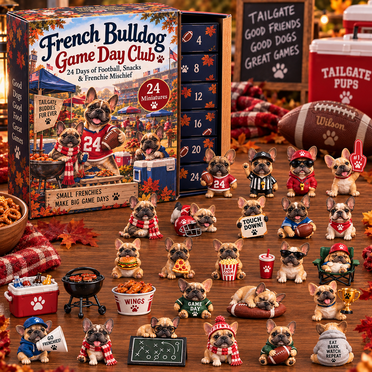 French Bulldog Game Day Club Advent Calendar open box