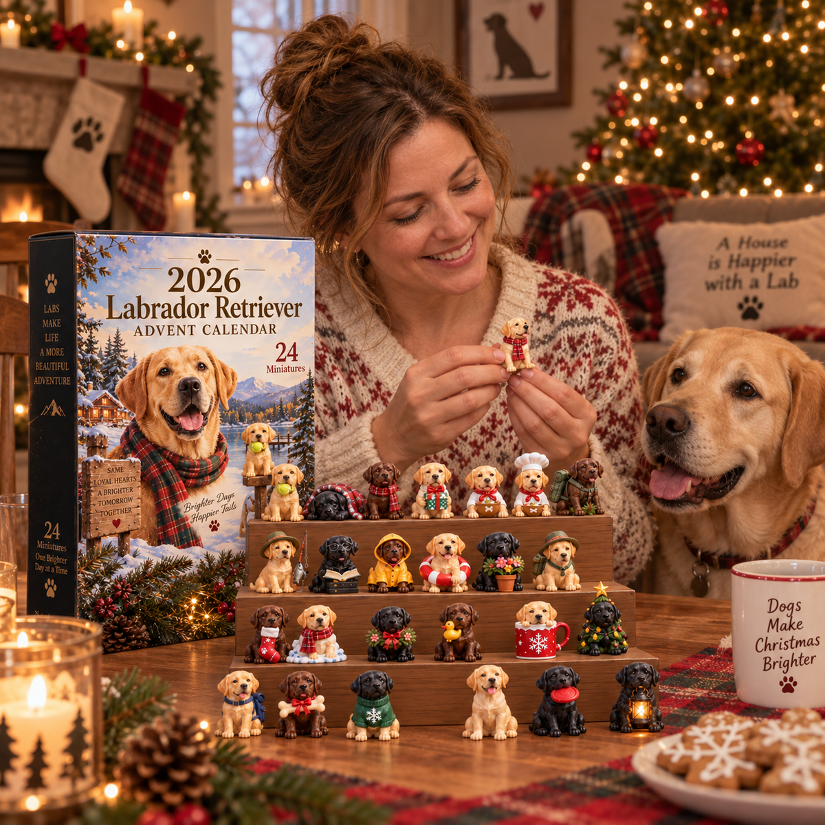 Labrador owner enjoying the Advent Calendar with her dog