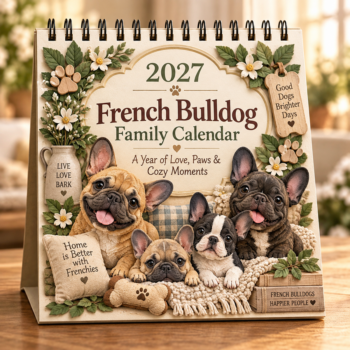 2027 French Bulldog Family Calendar cover