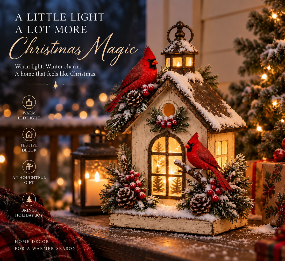 Winter Haven Cardinal Cottage Lantern details