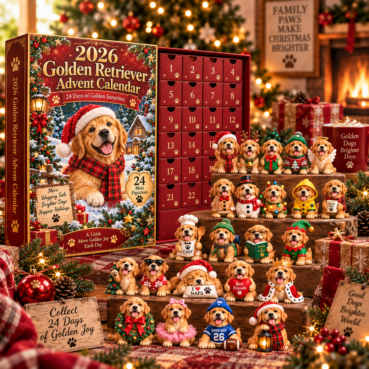 2026 Golden Retriever Advent Calendar 🐾 – 24 Days of Adorable Golden Collectibles