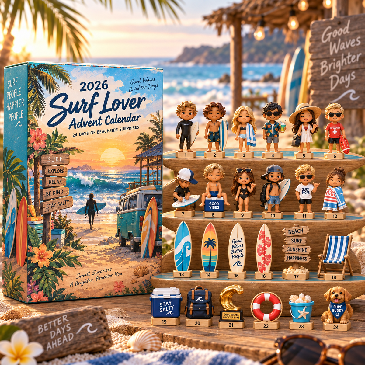 2026 Surf Lover Advent Calendar 🏄‍♂️🌊 – 24 Days of Beachside Surprises