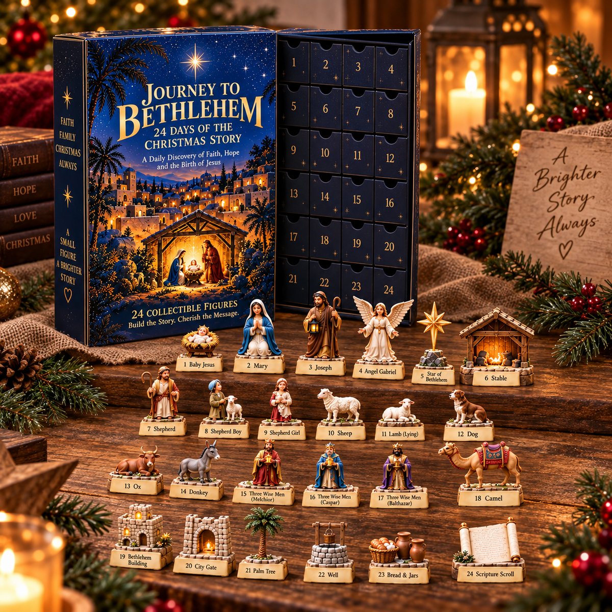 Journey to Bethlehem Advent Calendar with 24 numbered doors