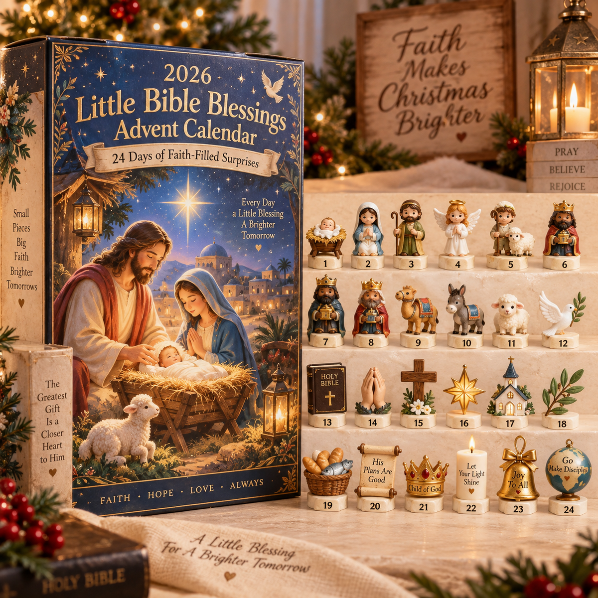 2026 Little Bible Blessings Advent Calendar with 24 faith filled collectibles