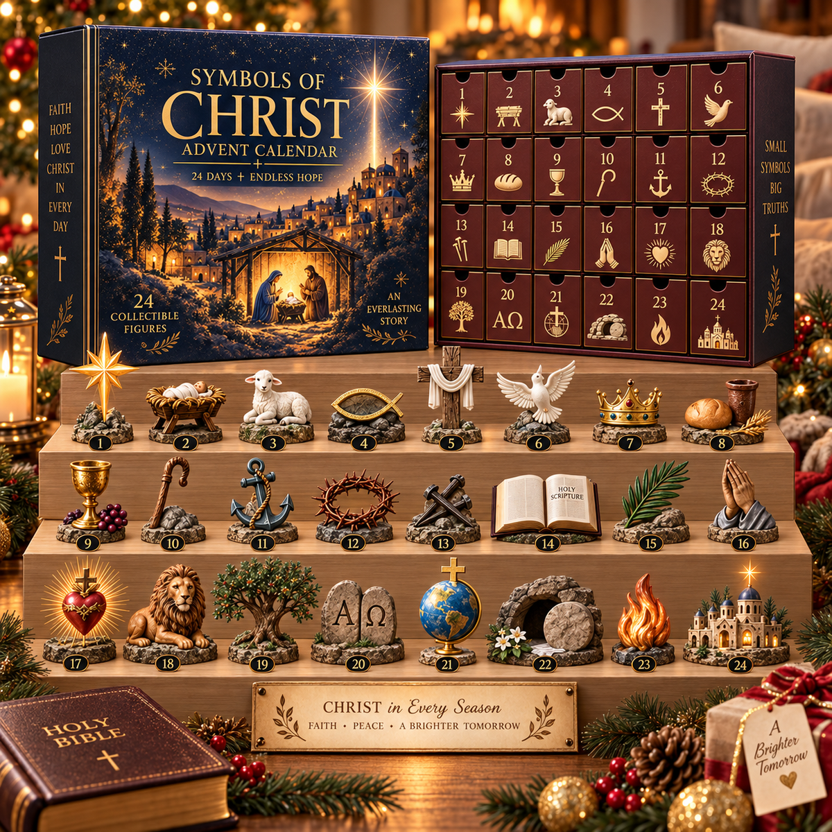 Symbols of Christ complete 24 day Advent display