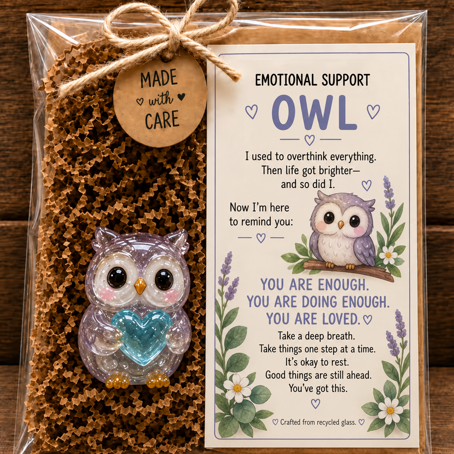 Emotional Support Owl glass gift