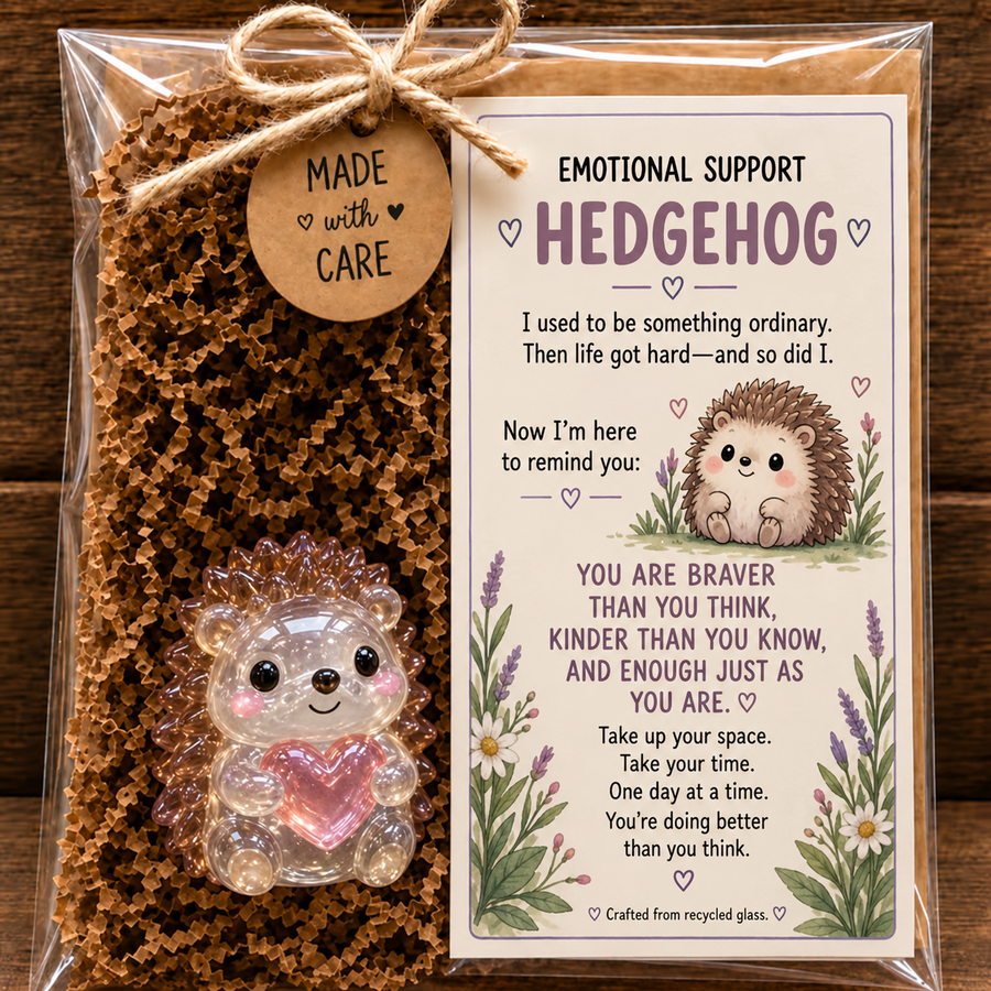 Emotional Support Hedgehog glass gift