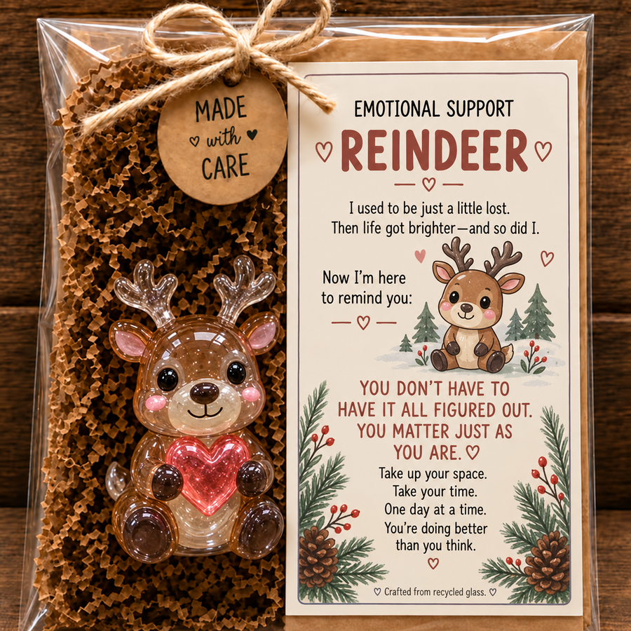 Emotional Support Reindeer glass gift