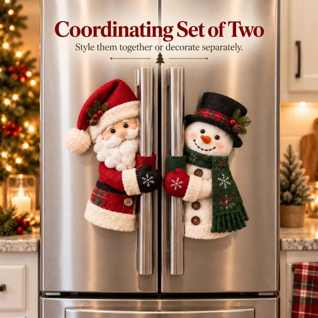 Coordinating set of two Santa and Snowman Handle Huggers