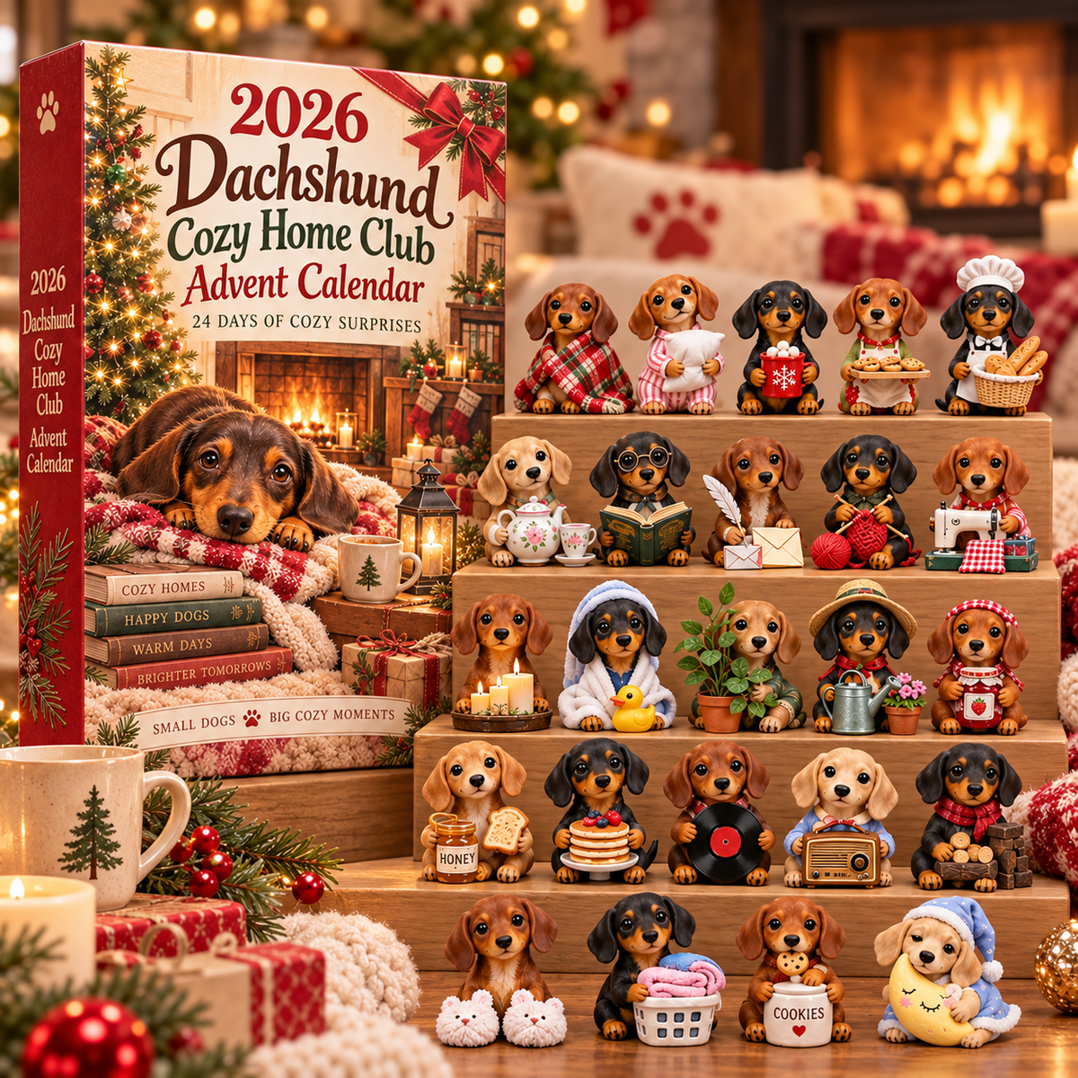 Dachshund Cozy Home Club Christmas display
