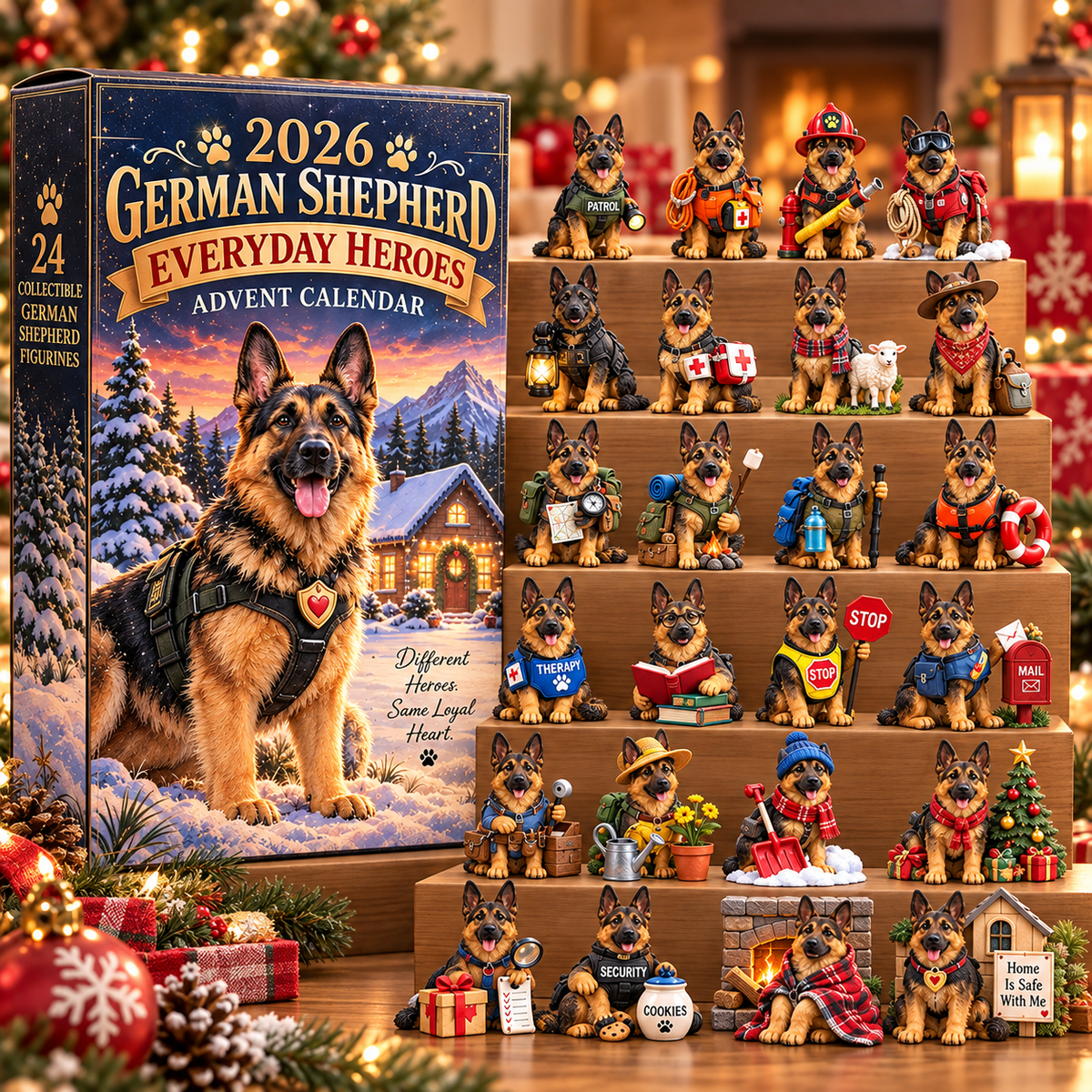 Complete German Shepherd Everyday Heroes collectible display