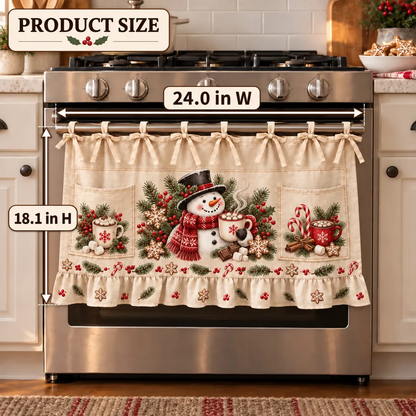 ⏳ Last Day 49% OFF – 🎄 Christmas Kitchen Tie-On Skirt | Festive Holiday Designs with Pockets & Ruffled Trim ✨