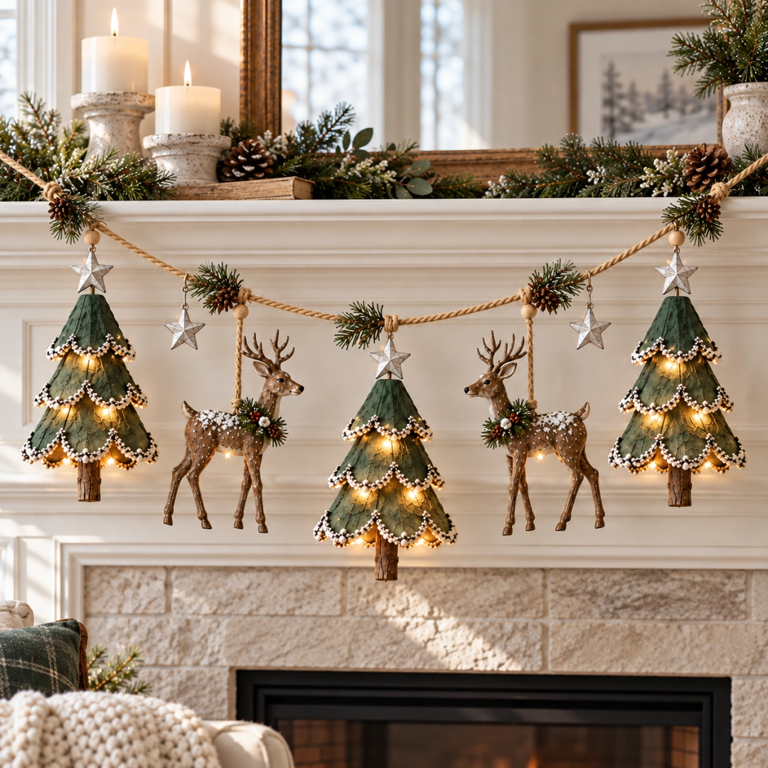 Lighted Woodland Christmas Garland