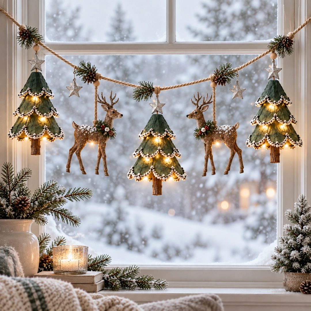 Lighted Woodland Christmas Garland