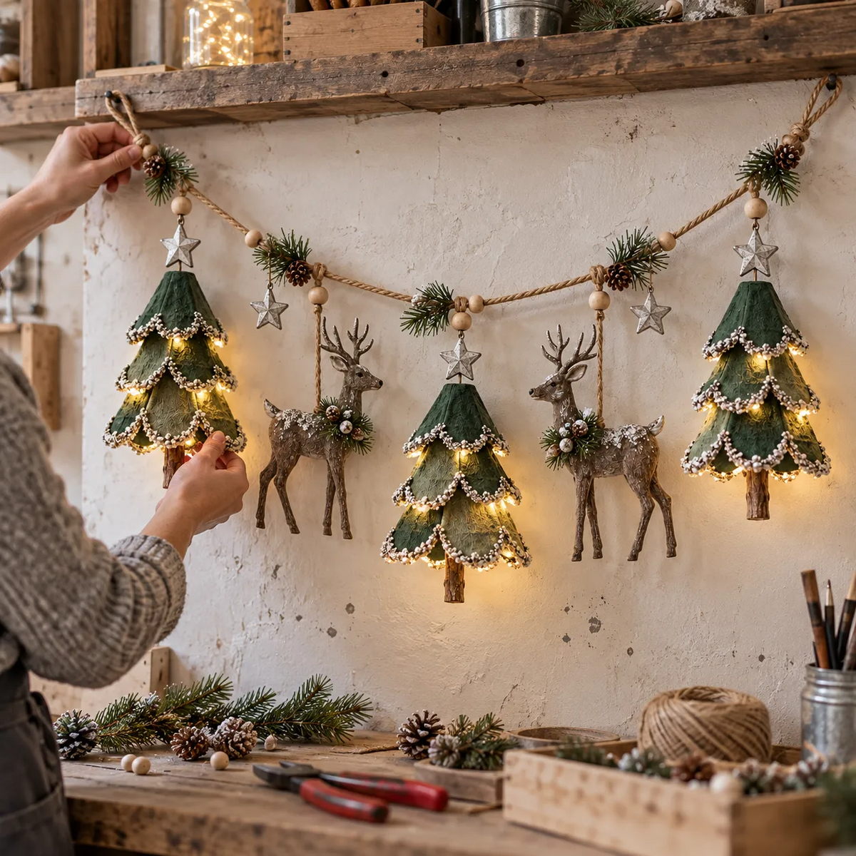 Lighted Woodland Christmas Garland
