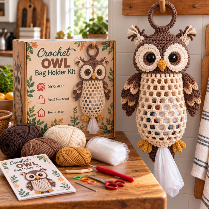 Owl Crochet Bag Holder