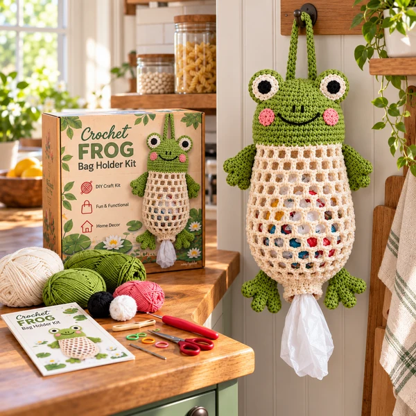 Frog Crochet Bag Holder