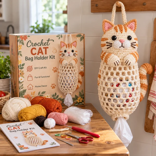 Cat Crochet Bag Holder