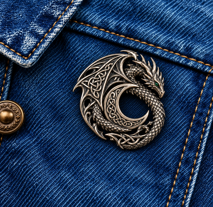 🖤Gothic Celtic Moon Moth Brooch  – Mystical Vintage-Inspired Pin