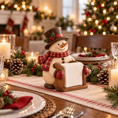 Christmas Wooden Snowman Napkin Holder