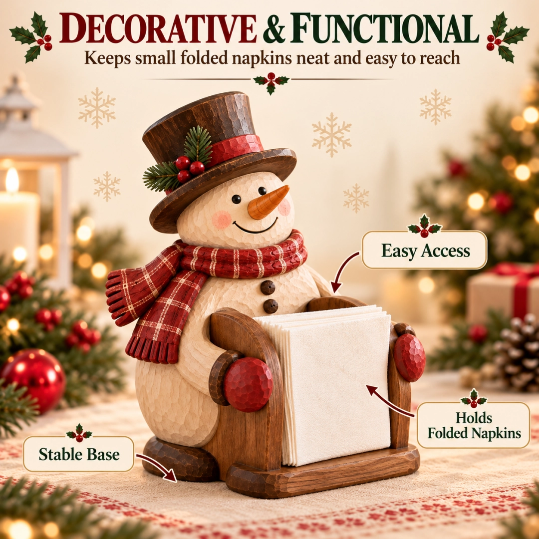 Decorative and functional Wooden Snowman Napkin Holder