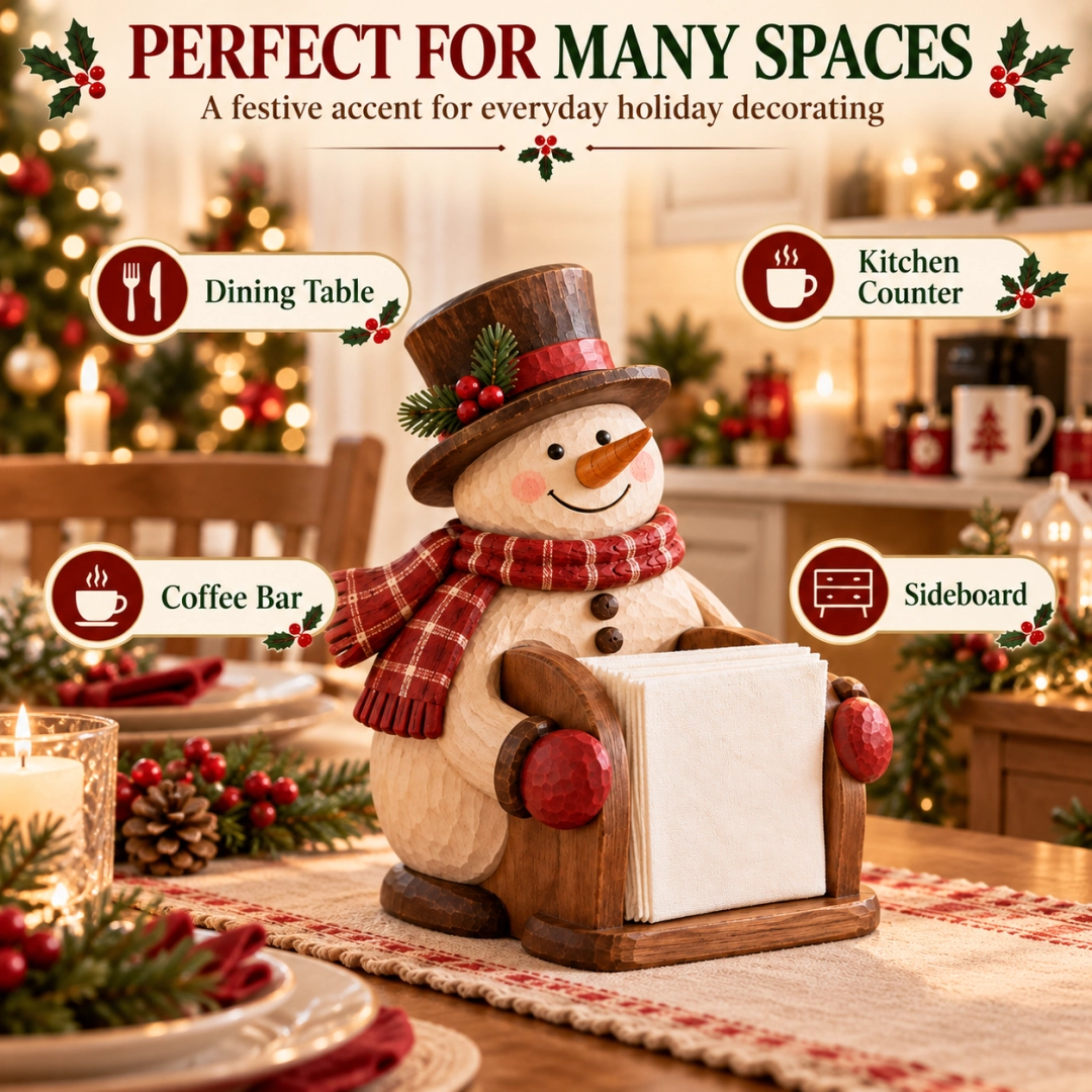 Christmas Wooden Snowman Napkin Holder