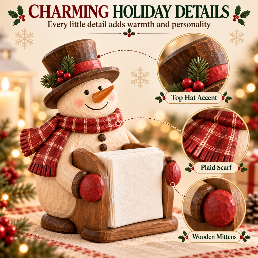Christmas Wooden Snowman Napkin Holder