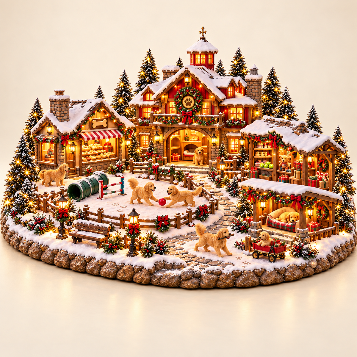 Complete Golden Retriever Christmas Village