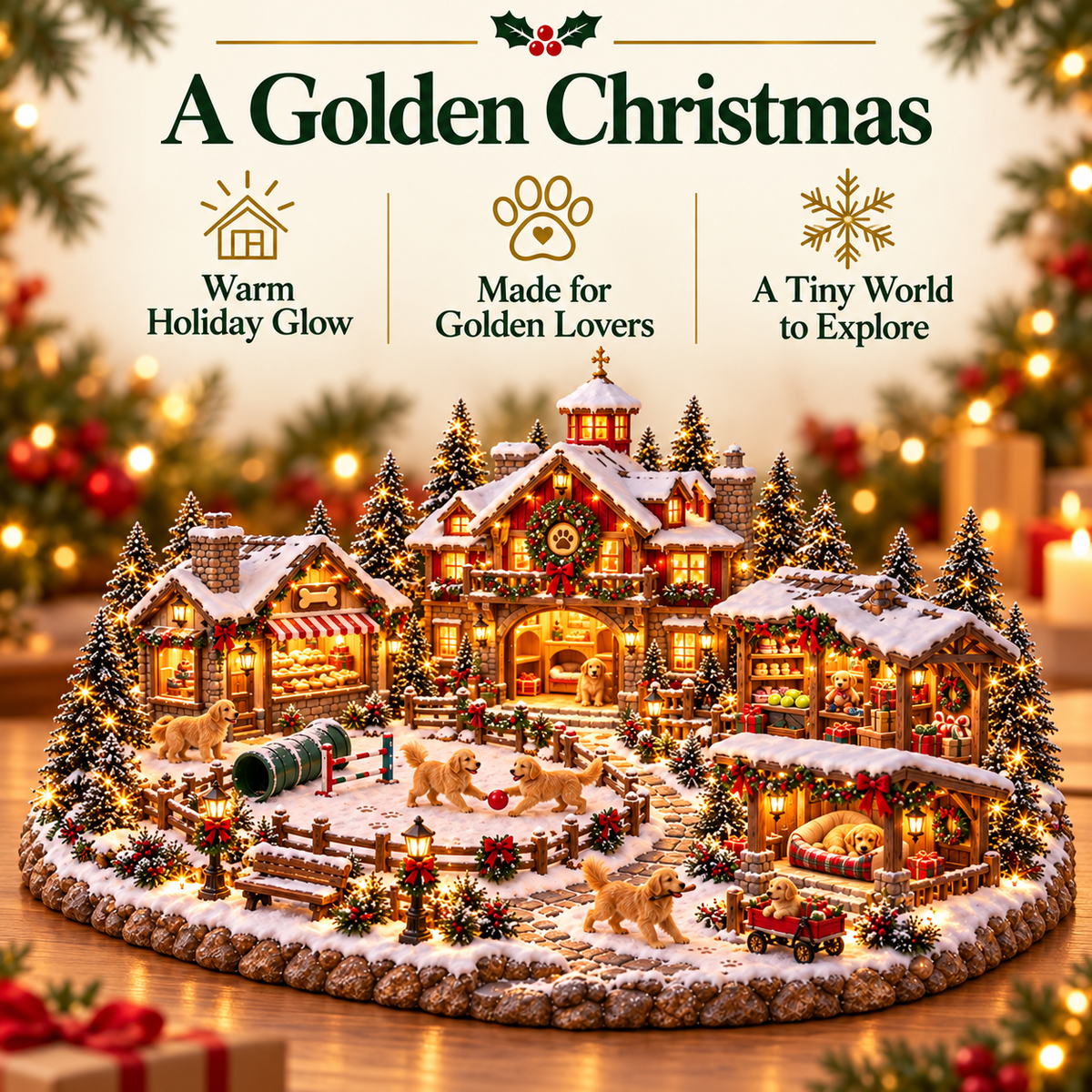 Golden Retriever Christmas Village details