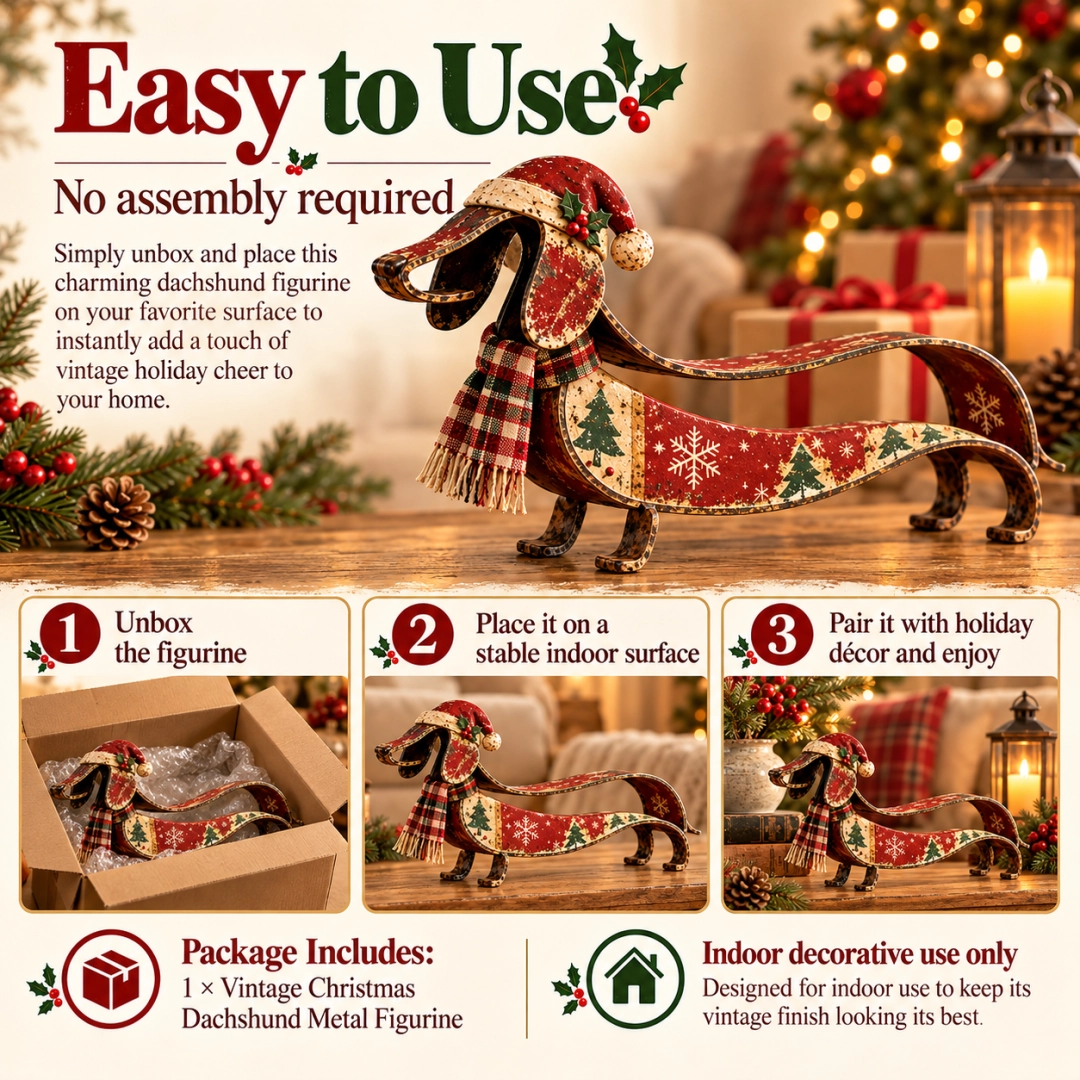 Easy to use Vintage Christmas Dachshund Metal Figurine