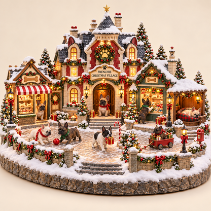 Christmas French Bulldog Village – Lighted Dog Lover’s Holiday Scene