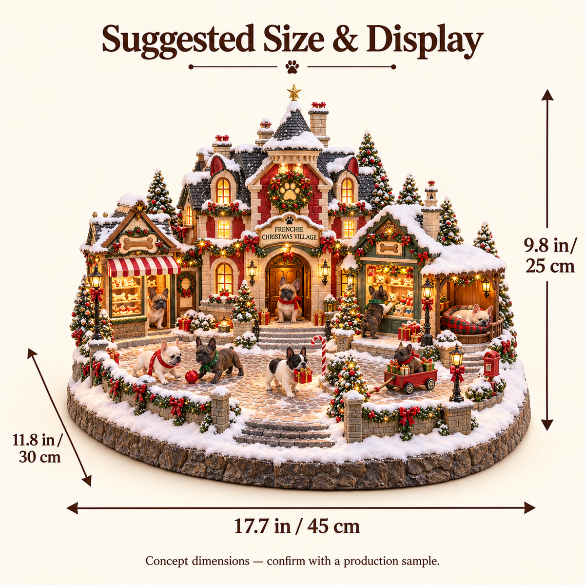 Christmas French Bulldog Village – Lighted Dog Lover’s Holiday Scene