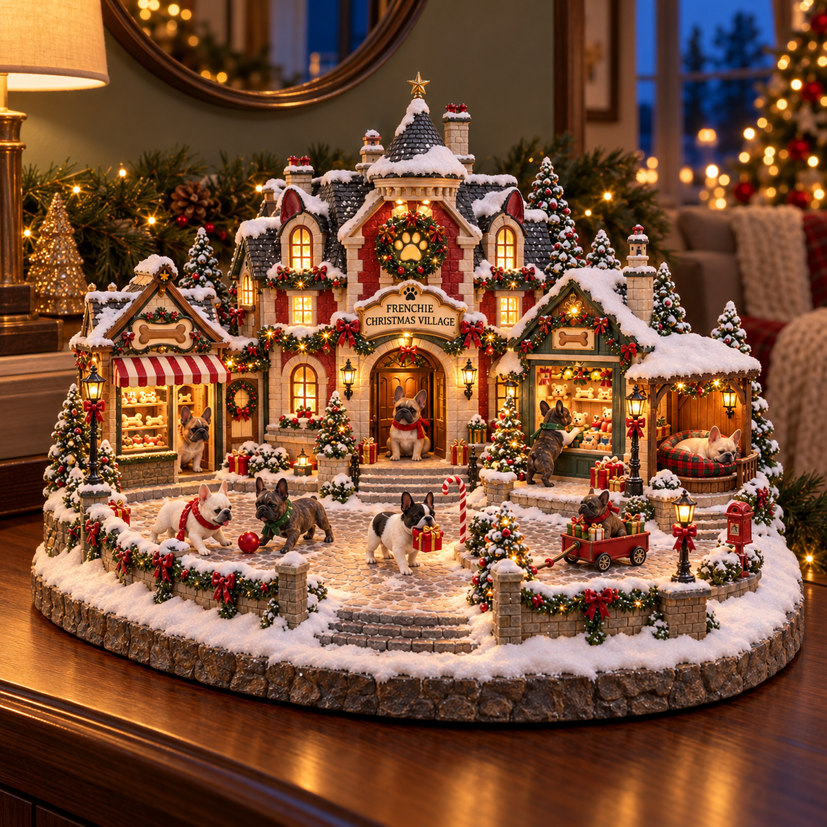 Christmas French Bulldog Village – Lighted Dog Lover’s Holiday Scene