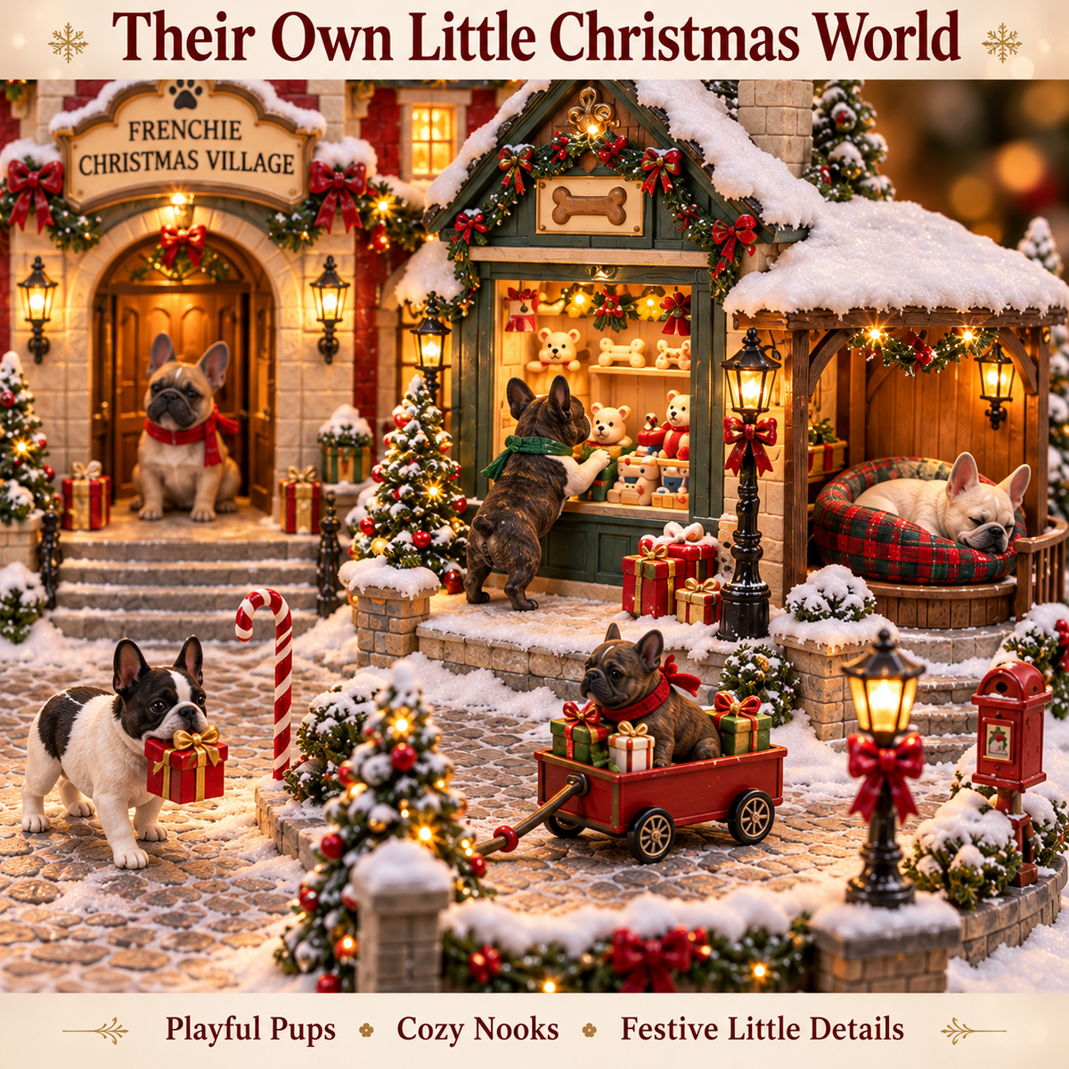 Christmas French Bulldog Village – Lighted Dog Lover’s Holiday Scene