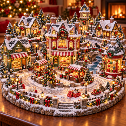 Christmas Cat Village 🐱🎄 – Lighted Cat Lover’s Holiday Scene 🐈✨