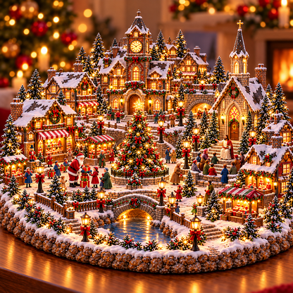 Christmas Village Lighting Night ✨🎄 – Lighted Holiday Scene with Jesus & Santa Claus ✝️🎅