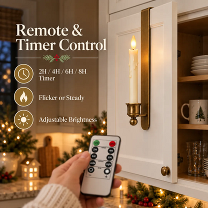 3-Pack Vintage Brass Cabinet Candles with Remote