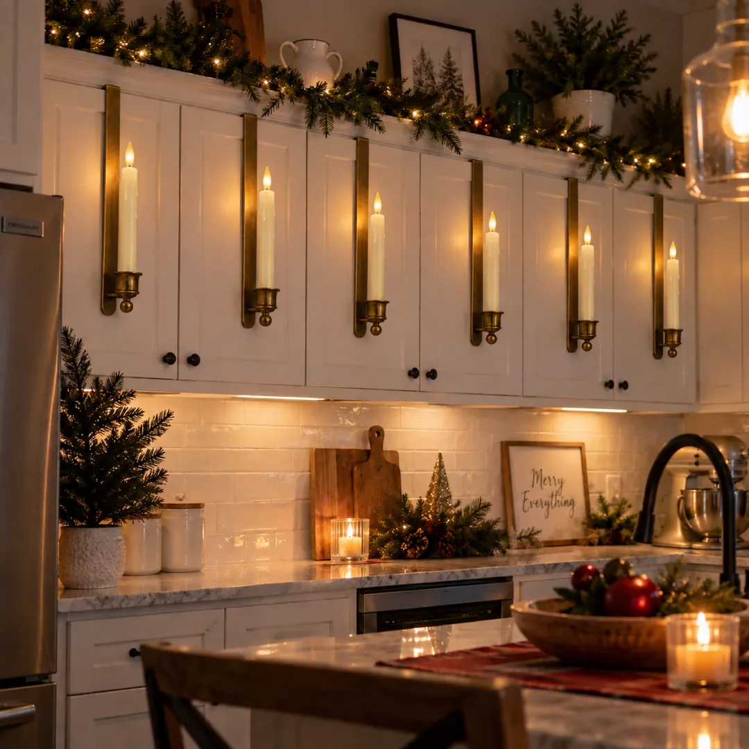 3-Pack Vintage Brass Cabinet Candles with Remote