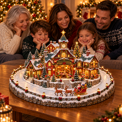 Santa’s Christmas Gift Village 🎅🎁 – Lighted Holiday Scene of Santa Delivering Gifts 🎄✨