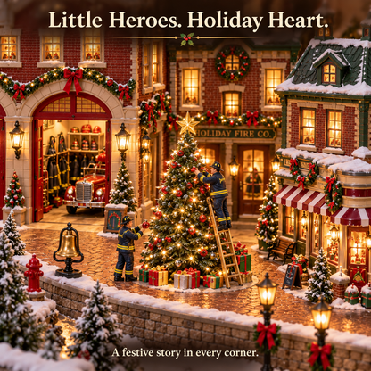 Christmas Fire Rescue Village 🚒🎄 – Lighted Holiday Scene Featuring Festive Firefighters 🚒✨