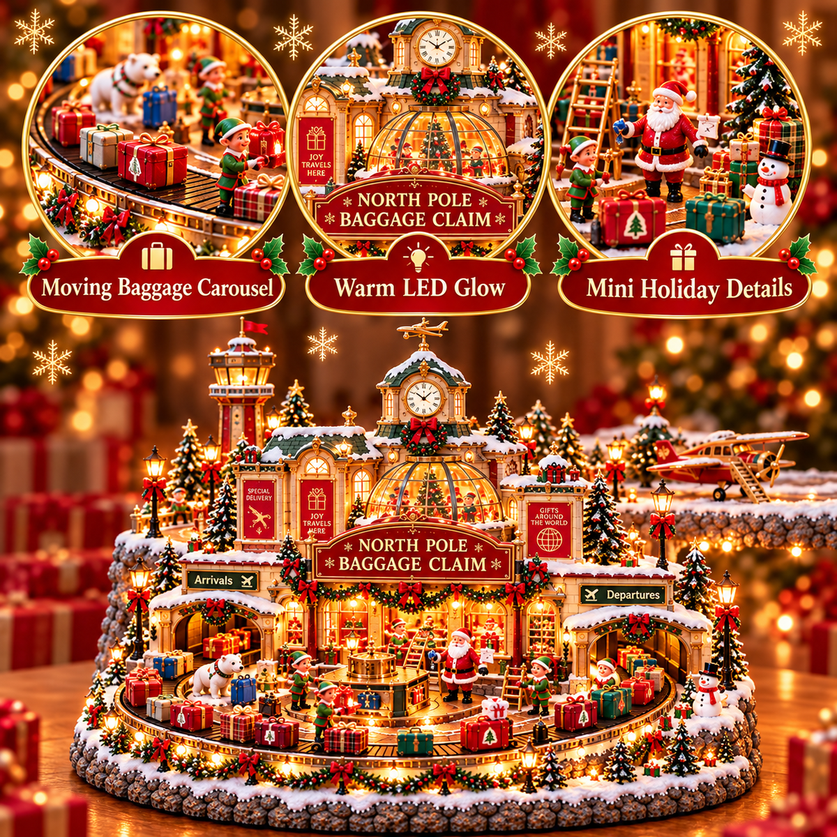 Christmas Luggage Carousel 🎅🧳 – Lighted Holiday Baggage Conveyor Scene 🎄✨