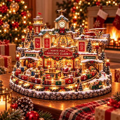 Christmas Luggage Carousel 🎅🧳 – Lighted Holiday Baggage Conveyor Scene 🎄✨