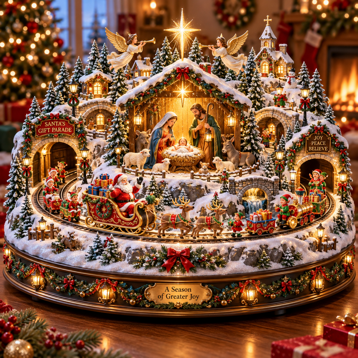 Nativity Scene & Santa’s Christmas Gift Parade ✝️🎅 – Lighted Holiday Village with a Touch of Christmas Magic ✨🎄