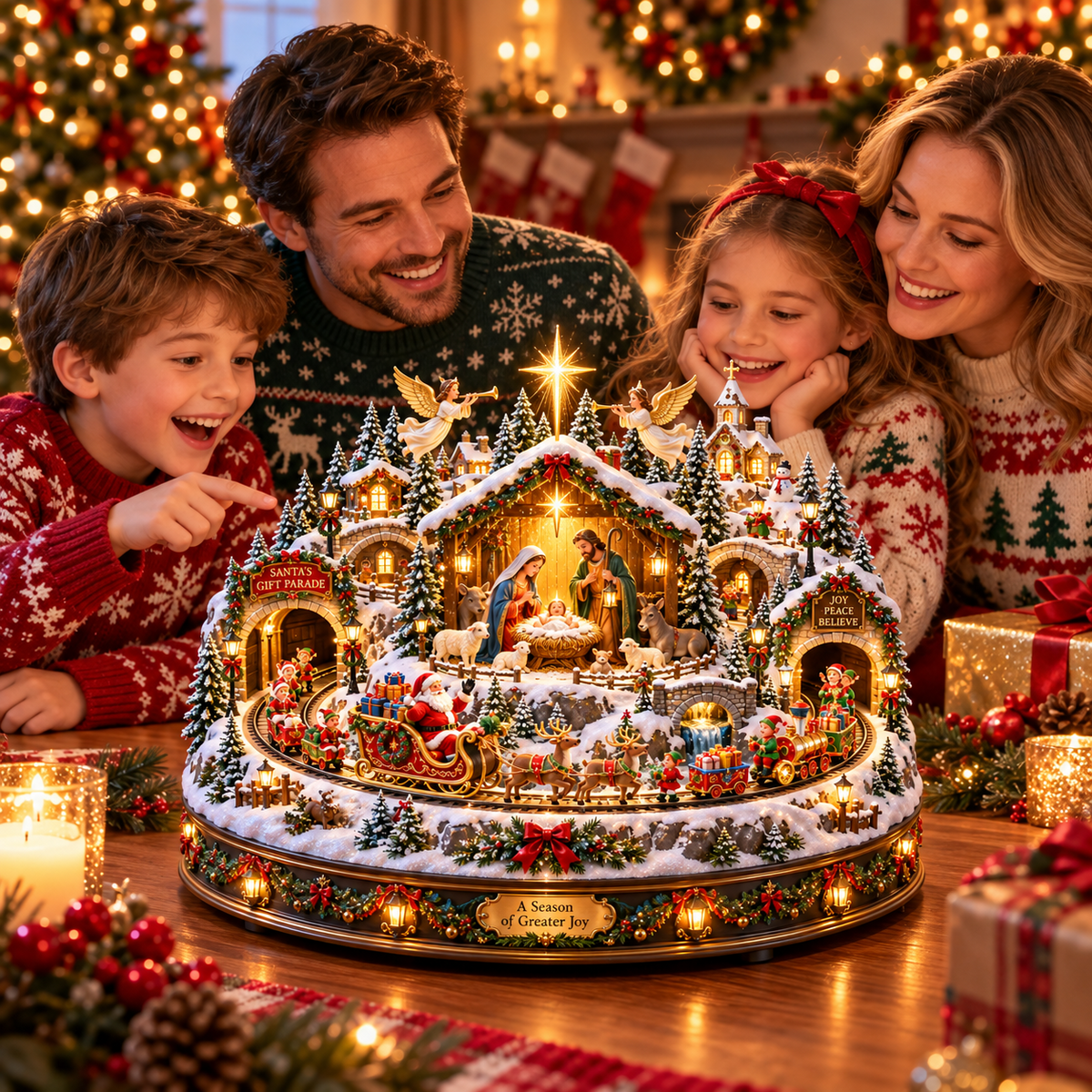 Nativity Scene & Santa’s Christmas Gift Parade ✝️🎅 – Lighted Holiday Village with a Touch of Christmas Magic ✨🎄