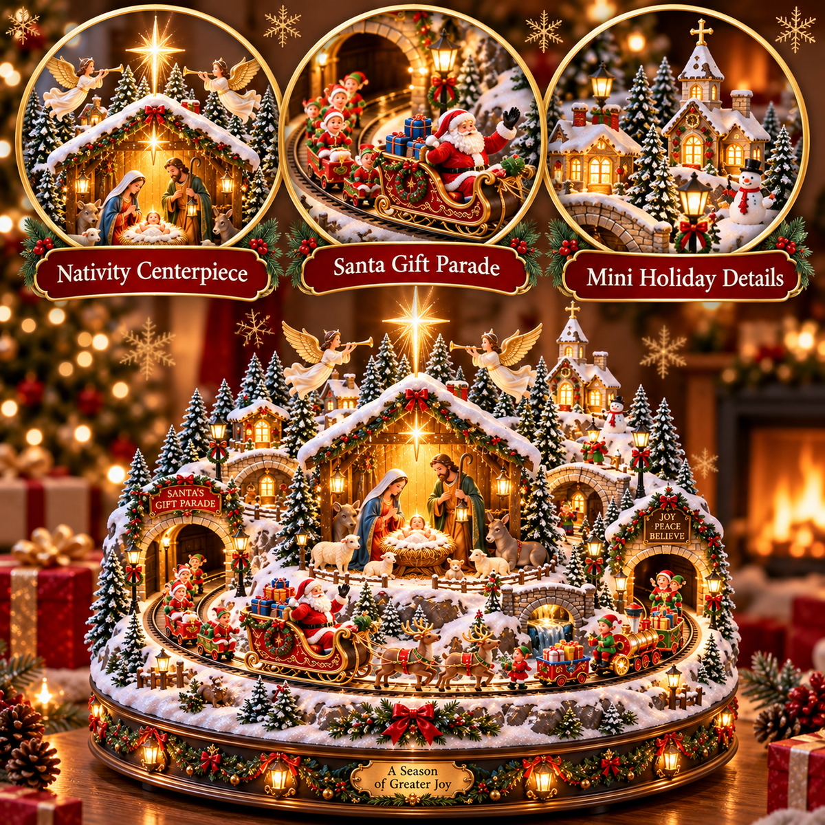 Nativity Scene & Santa’s Christmas Gift Parade ✝️🎅 – Lighted Holiday Village with a Touch of Christmas Magic ✨🎄