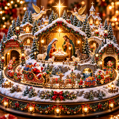 Nativity Scene & Santa’s Christmas Gift Parade ✝️🎅 – Lighted Holiday Village with a Touch of Christmas Magic ✨🎄