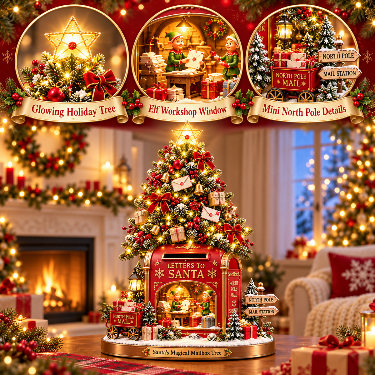 Santa’s Magical Christmas Mailbox Tree 🎅📮 – Enchanting Lighted Holiday Decor ✨🎄