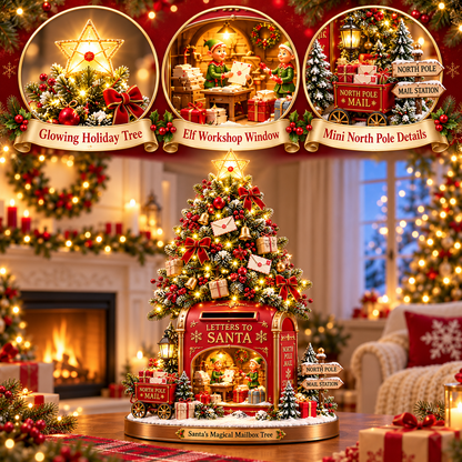 Santa’s Magical Christmas Mailbox Tree 🎅📮 – Enchanting Lighted Holiday Decor ✨🎄