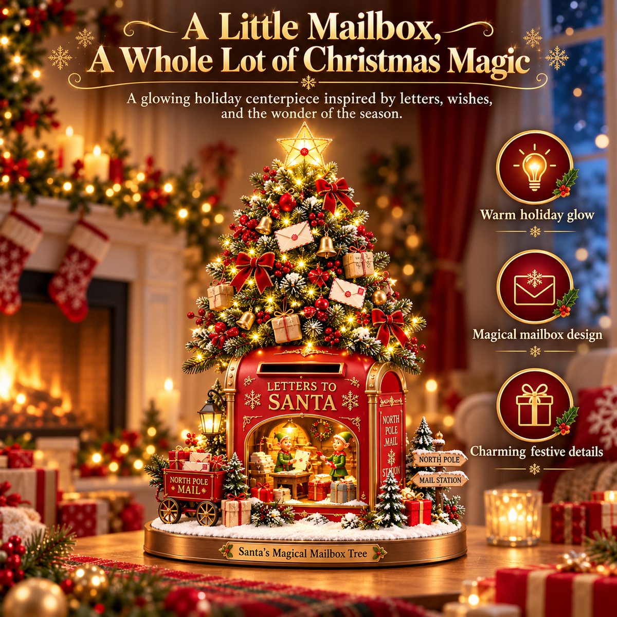 Santa’s Magical Christmas Mailbox Tree 🎅📮 – Enchanting Lighted Holiday Decor ✨🎄