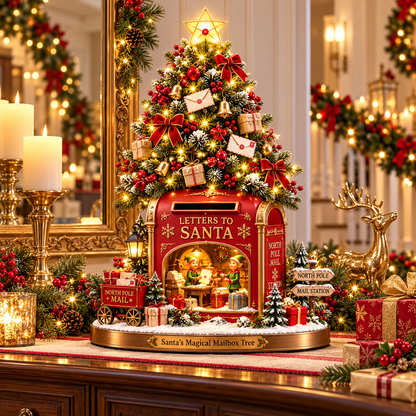 Santa’s Magical Christmas Mailbox Tree 🎅📮 – Enchanting Lighted Holiday Decor ✨🎄